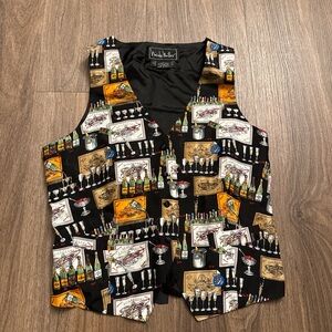 veuve clicquot champagne print rare vintage Nicole Miller silk vest 1995